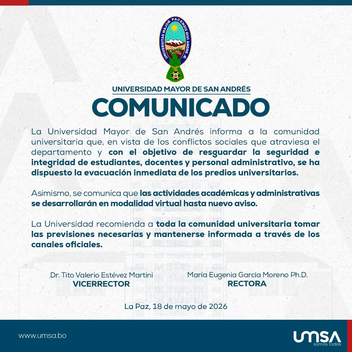 Imagen del comunicado